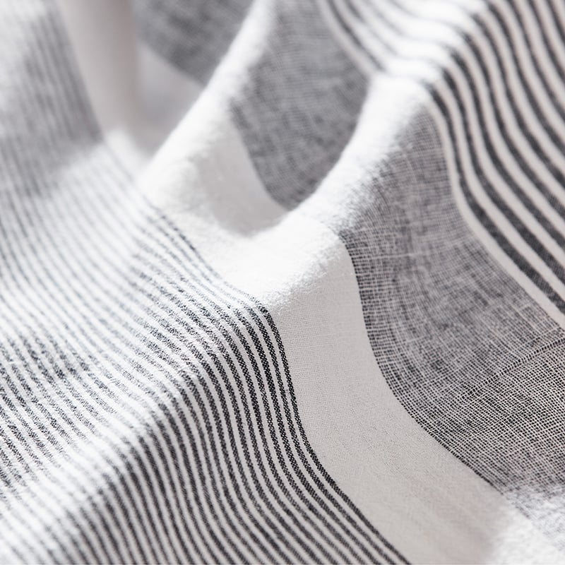 Vintage Washed Linen Cotton Ebony Stripe Quilt Cover
