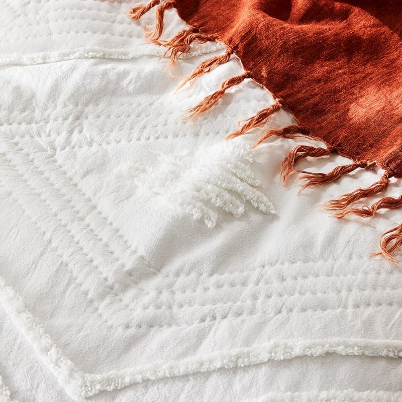 Chakra Natural Quilted Chenille Quilt Cover