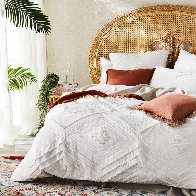 Chakra Natural Quilted Chenille Quilt Cover
