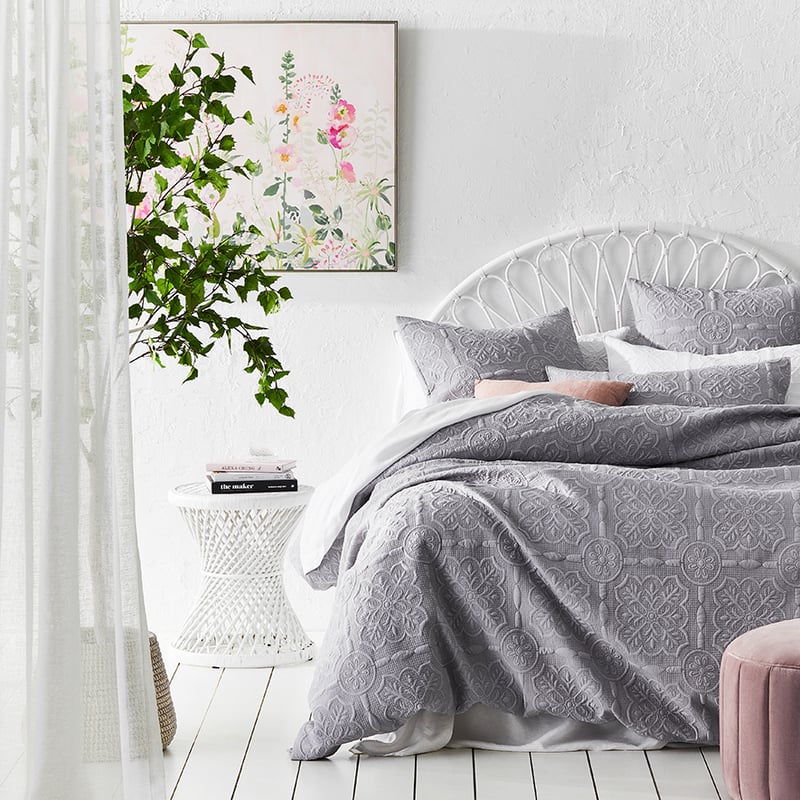 Willa Quilted Silver Mist Quilt Cover