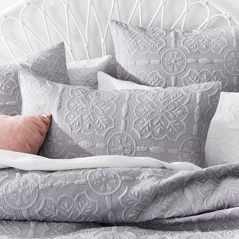 Willa Quilted Silver Mist Quilt Cover