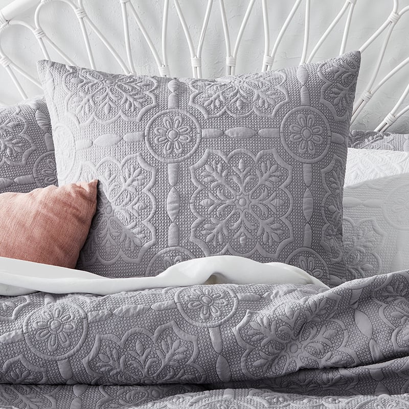 Willa Quilted Silver Mist Quilt Cover