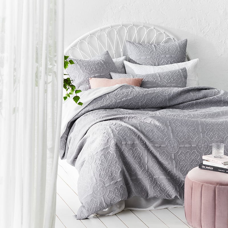 Willa Quilted Silver Mist Quilt Cover