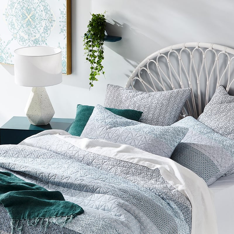 Cole Quilted Slate Quilt Cover