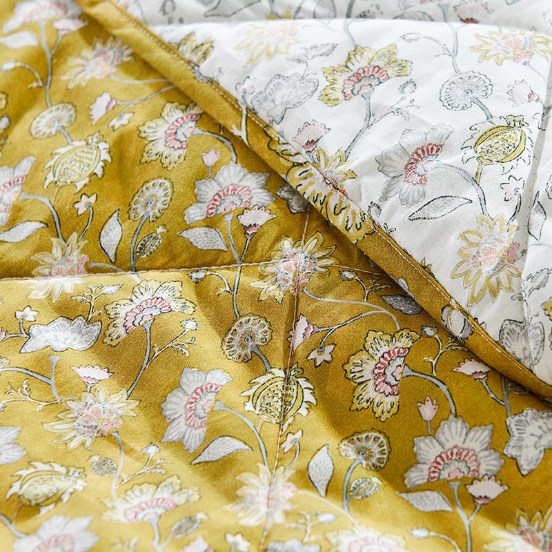Saffron Mustard Quilted Coverlet