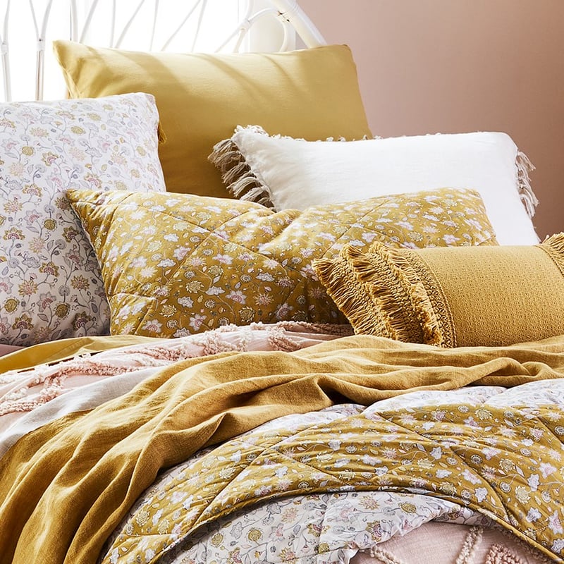 Saffron Mustard Quilted Coverlet