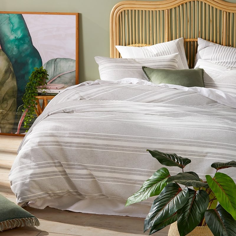 Airley Stripe Grey Quilt Cover Set