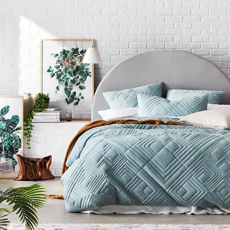 Maddox Jersey Mint Quilted Quilt Cover  + Pillowcases