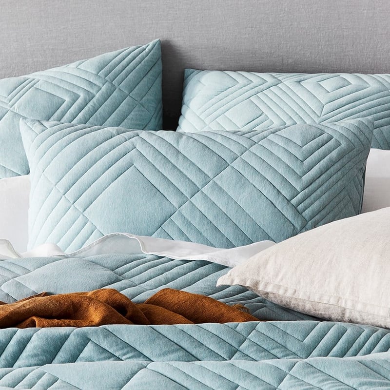 Maddox Jersey Mint Quilted Quilt Cover  + Pillowcases