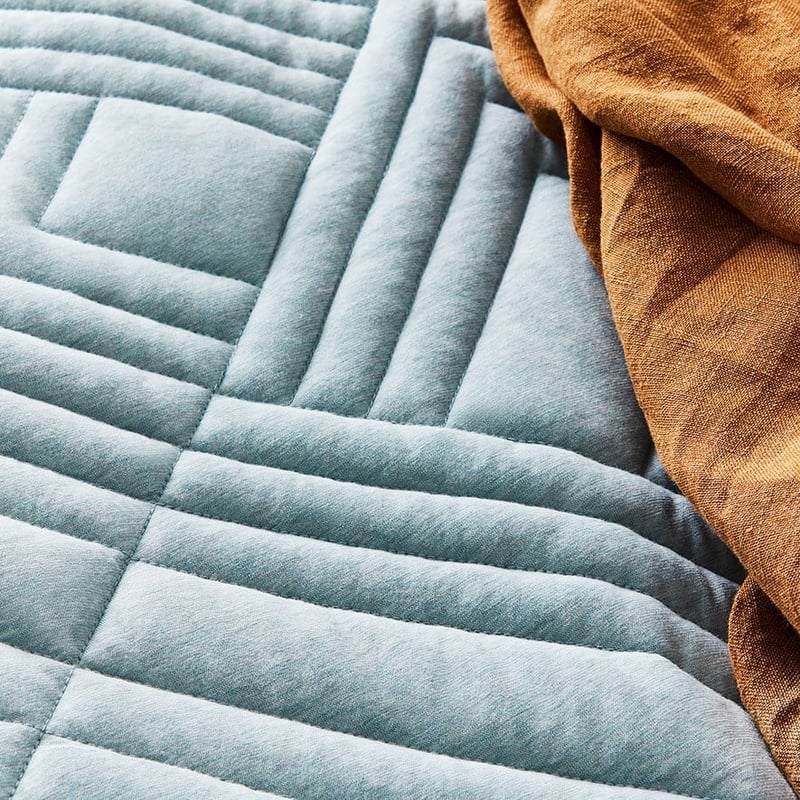 Maddox Jersey Mint Quilted Quilt Cover  + Pillowcases