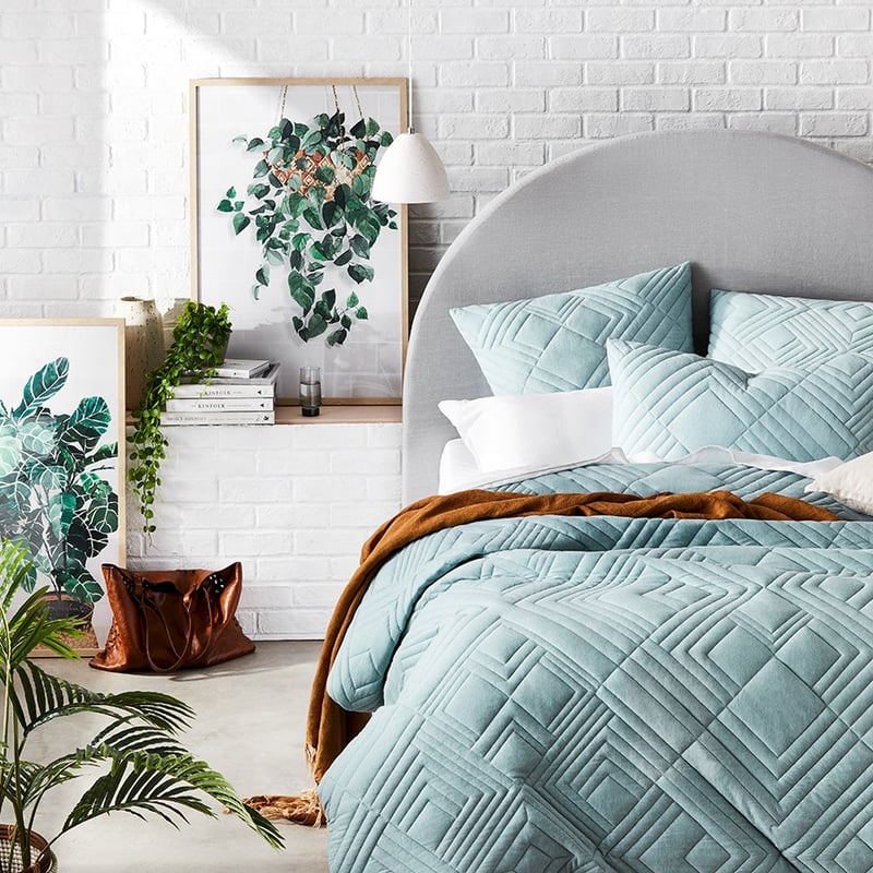 Maddox Jersey Mint Quilted Quilt Cover  + Pillowcases