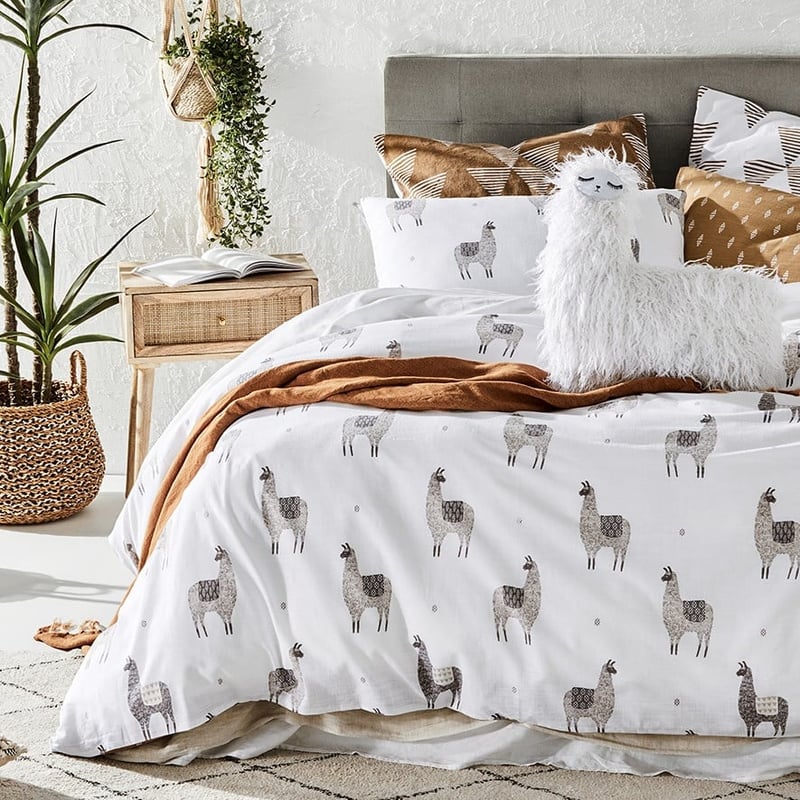 Llama Natural Quilt Cover Set