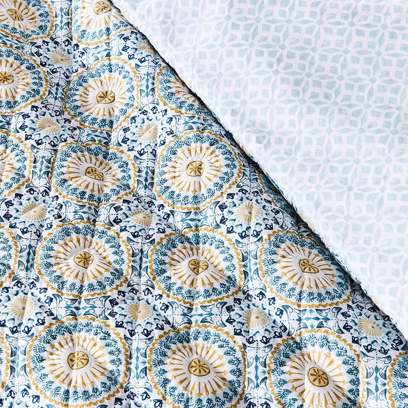 Mediterranean Quilted Teal Quilt Cover