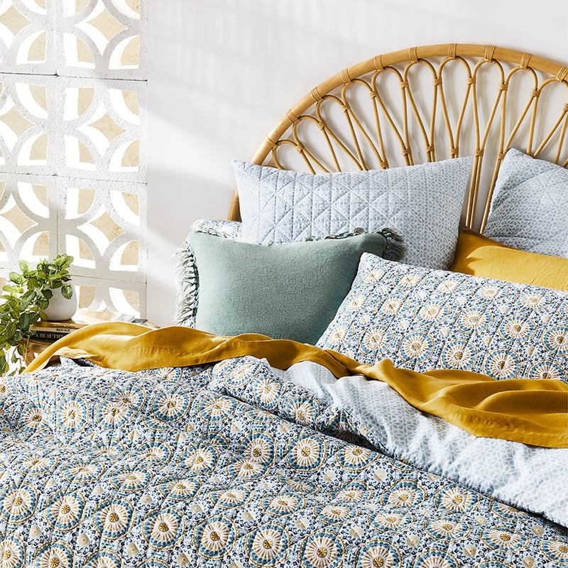 Mediterranean Quilted Teal Quilt Cover