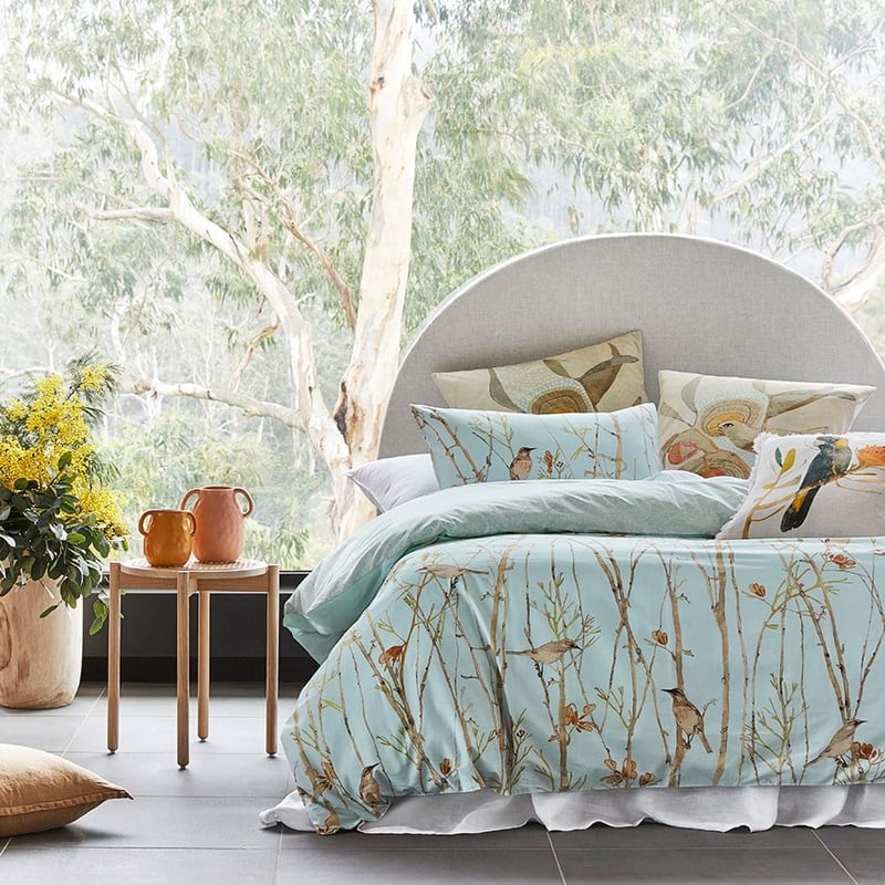 Dana Kinter Green Finch Mist Quilt Cover Set