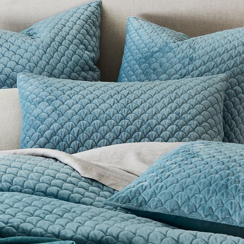 Waves Mineral Quilted Velvet Quilt Cover 