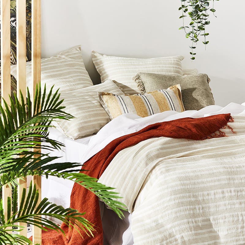 Hudson Linen & Cotton Natural Stripe Quilt Cover