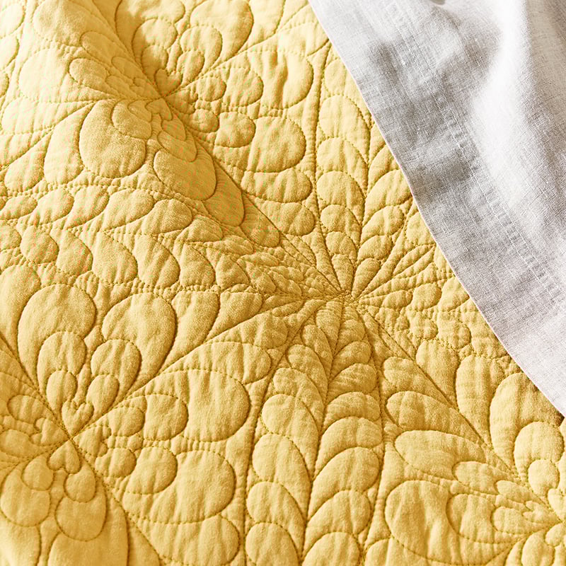 Daisy Quilted Mustard Quilt Cover