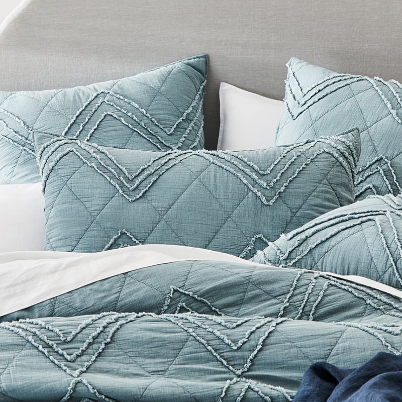 Monty Quilted Chenille Sage Quilt Cover