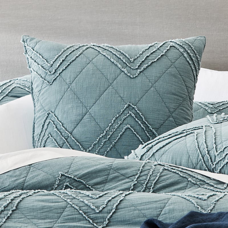 Monty Quilted Chenille Sage Quilt Cover