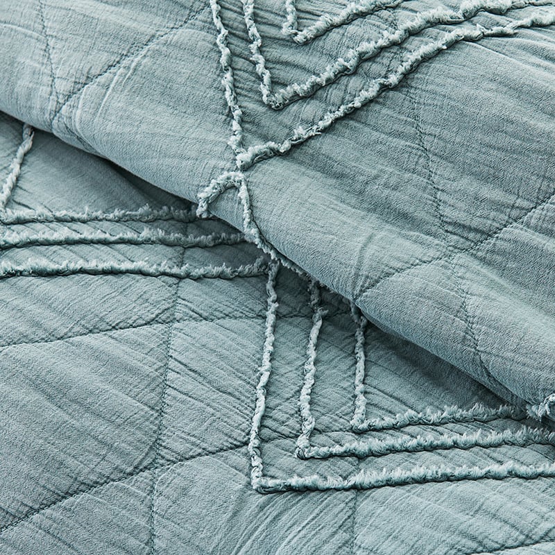 Monty Quilted Chenille Sage Quilt Cover