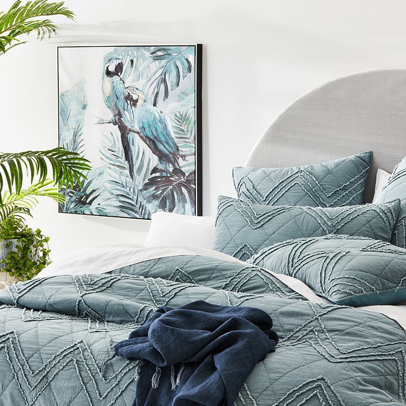 Monty Quilted Chenille Sage Quilt Cover