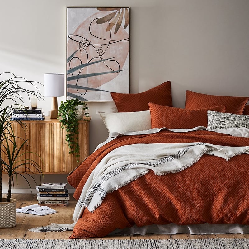 Colvin Quilted Bedlinen Euro P/Case Clay Each