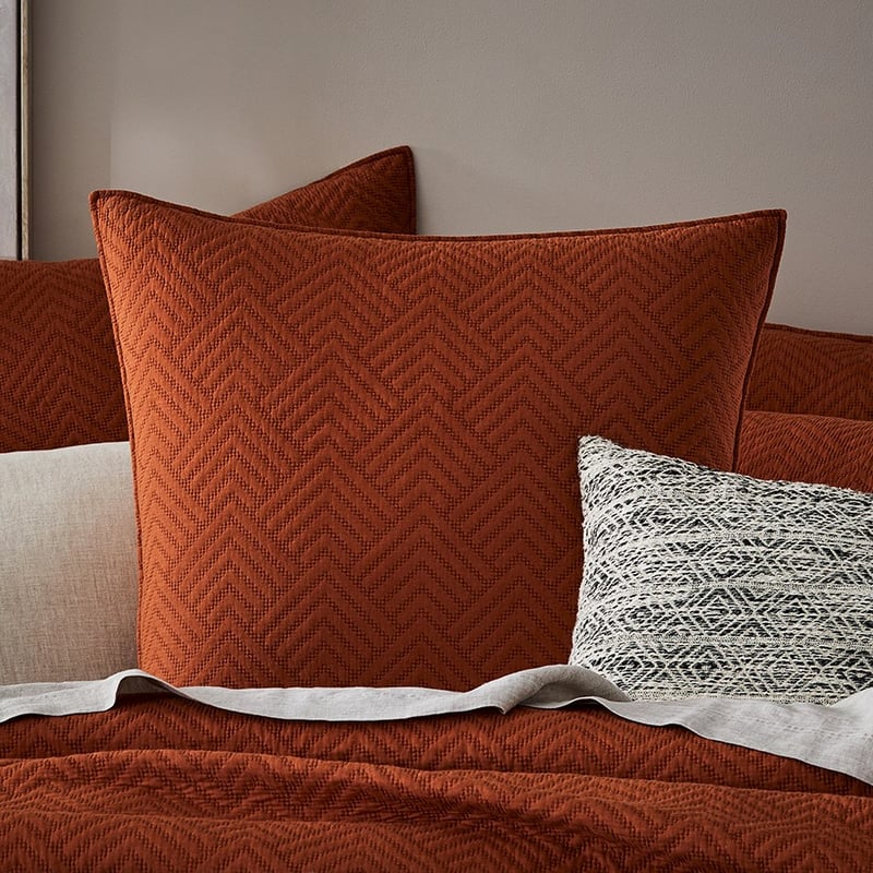 Colvin Quilted Bedlinen Euro P/Case Clay Each