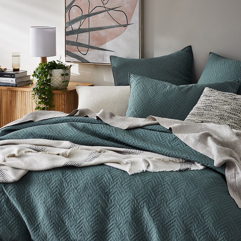 Colvin Teal Quilted Quilt Cover 