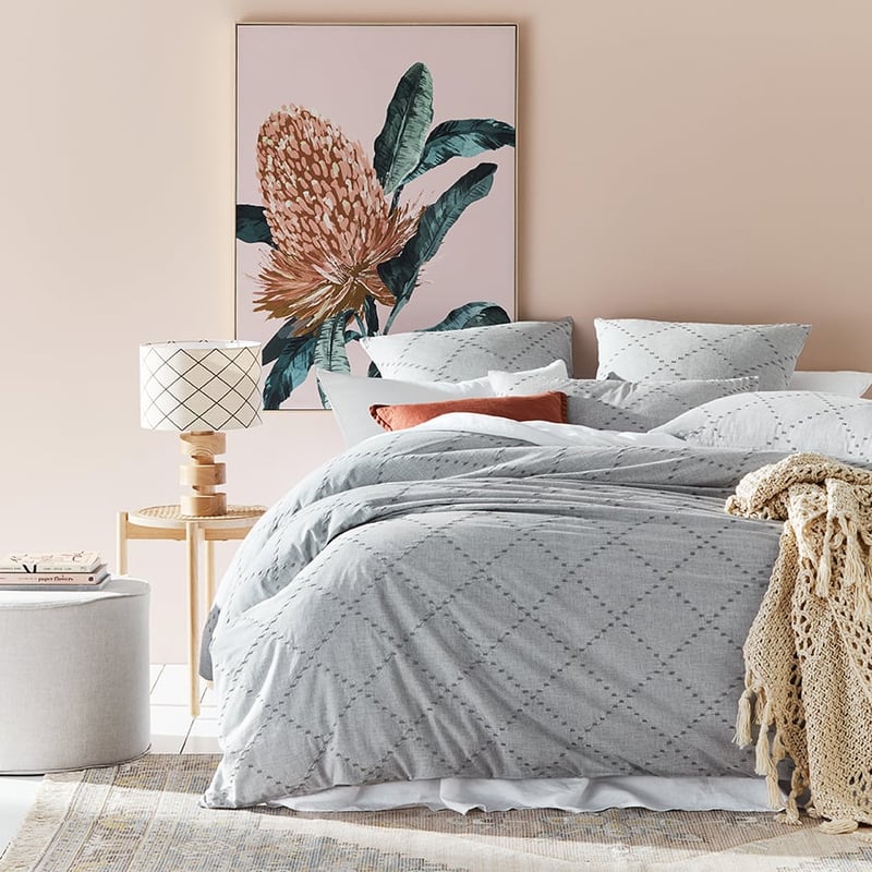 Delta Embroidered Grey Marle Quilt Cover Set
