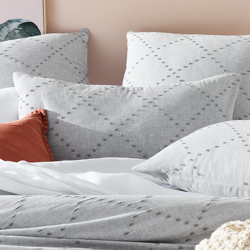 Delta Embroidered Grey Marle Quilt Cover Set