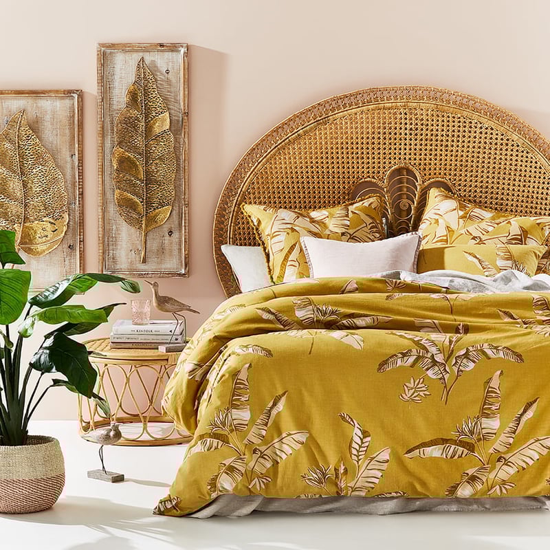 Banana Leaf Mustard Quilt Cover Set