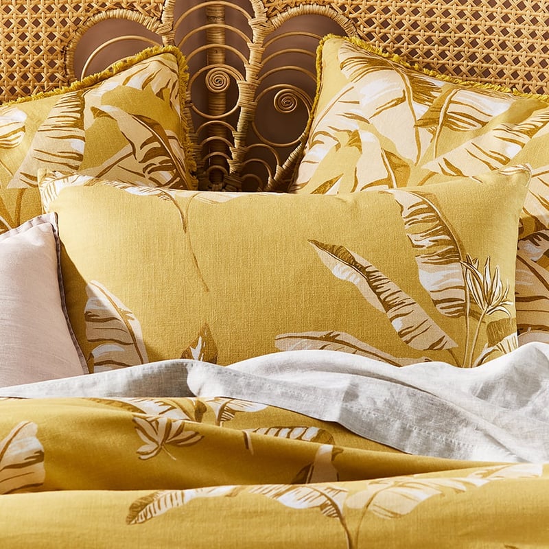 Banana Leaf Mustard Quilt Cover Set