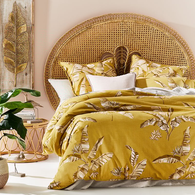 Banana Leaf Mustard Quilt Cover Set