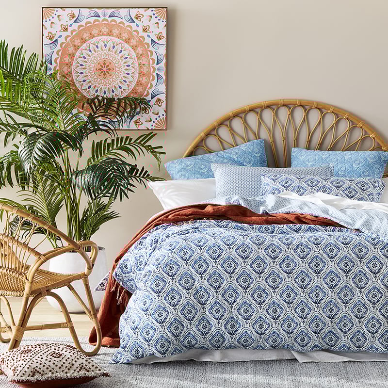 Sari Quilted Blue Quilt Cover