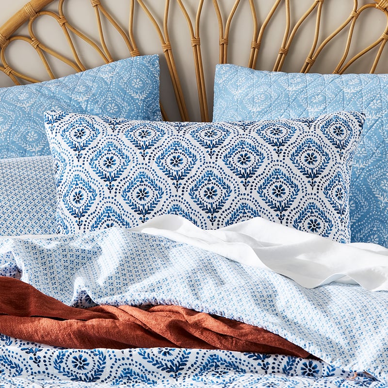 Sari Quilted Blue Quilt Cover