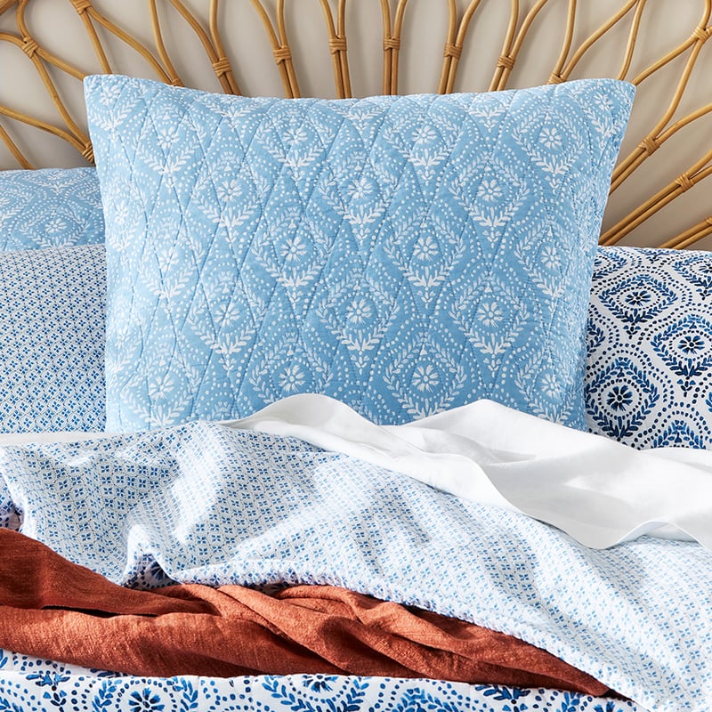 Sari Quilted Blue Quilt Cover
