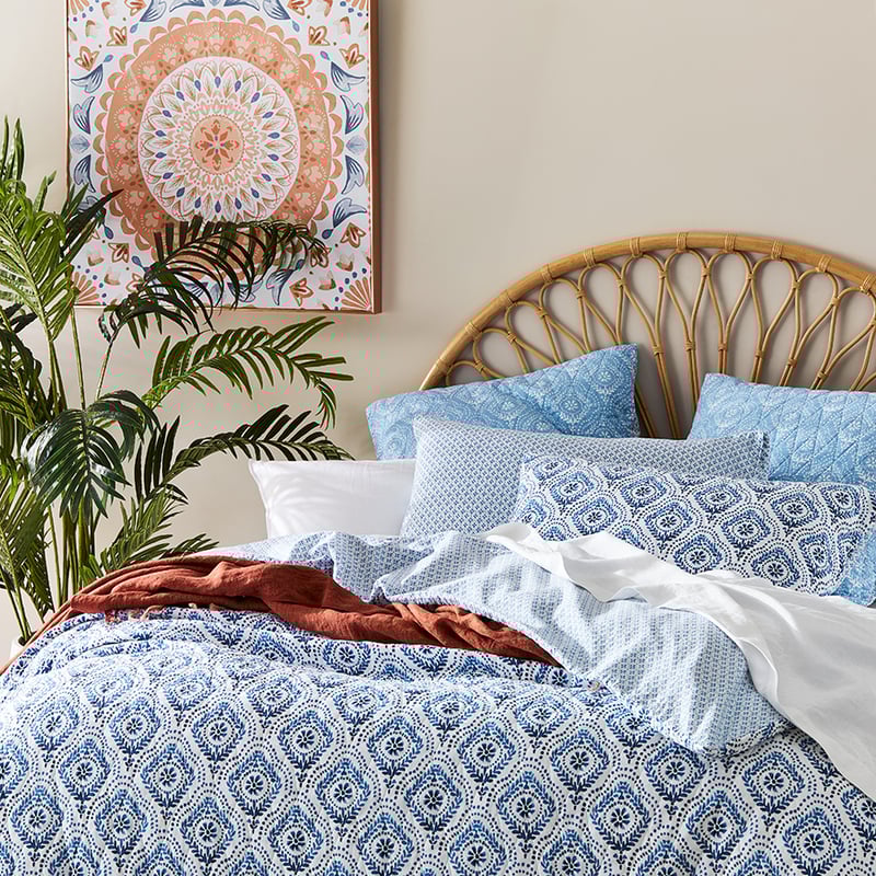 Sari Quilted Blue Quilt Cover