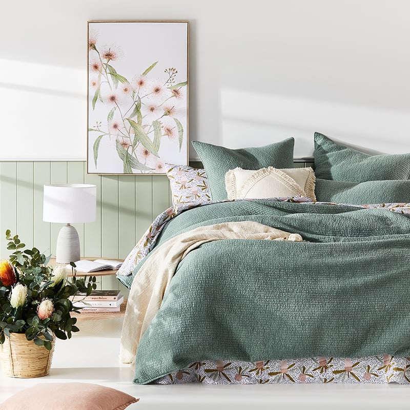 Carter Quilted Pale Sage Quilt Cover