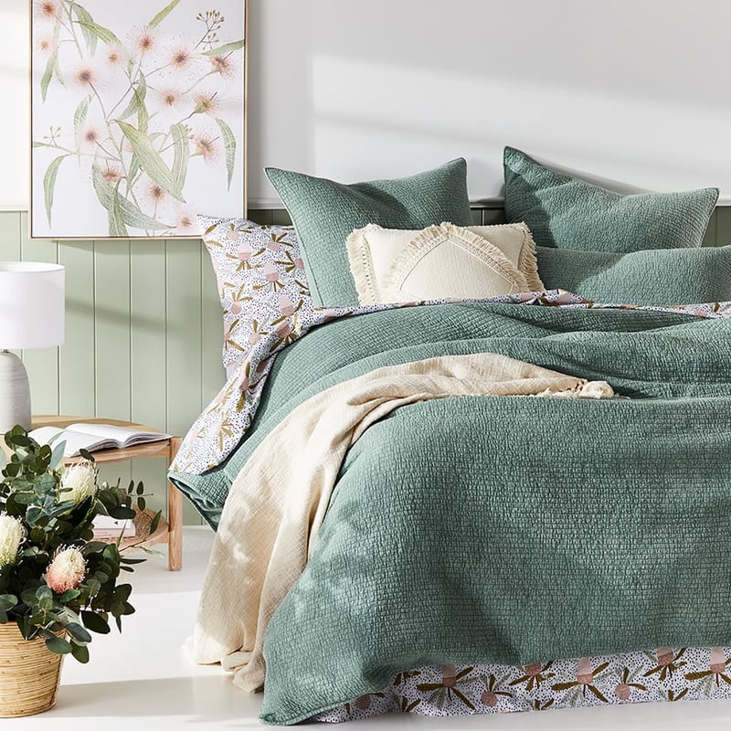 Carter Quilted Pale Sage Quilt Cover