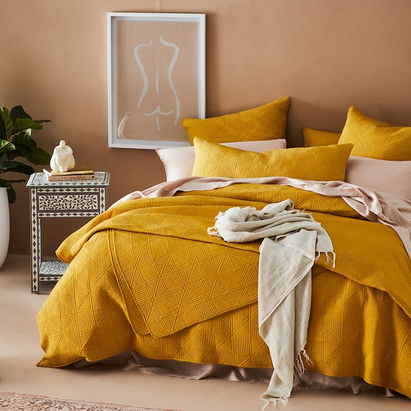 Prism Quilted Mustard Quilt Cover