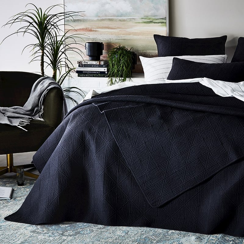 Prism Quilted Charcoal Coverlet