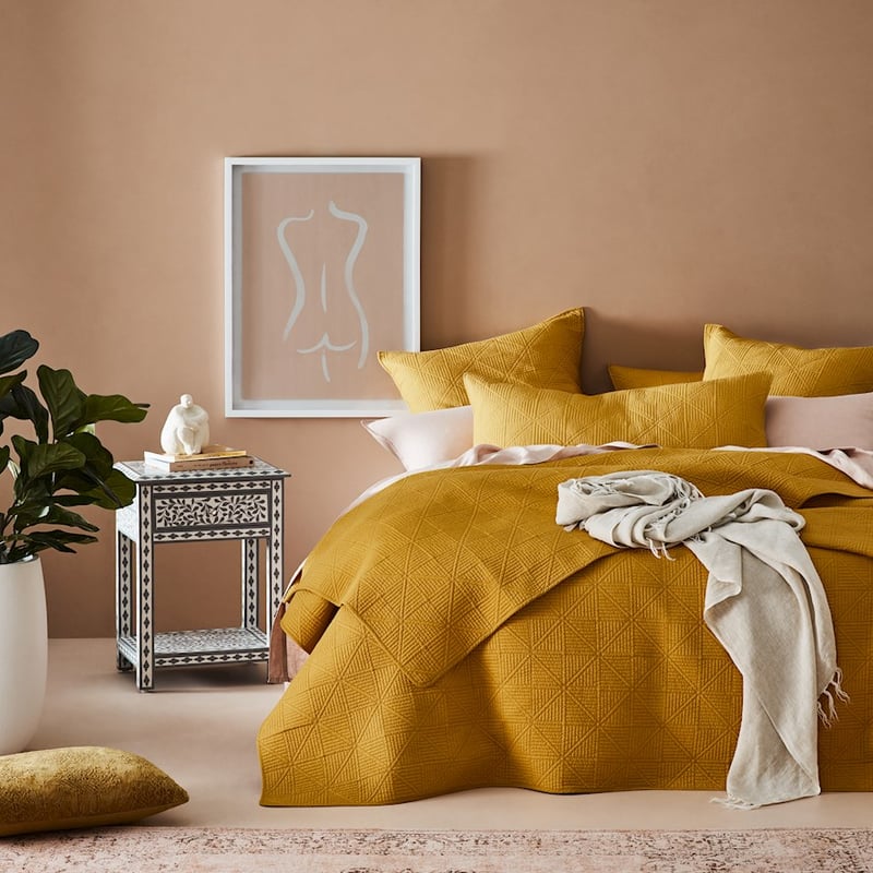Prism Quilted Mustard Coverlet