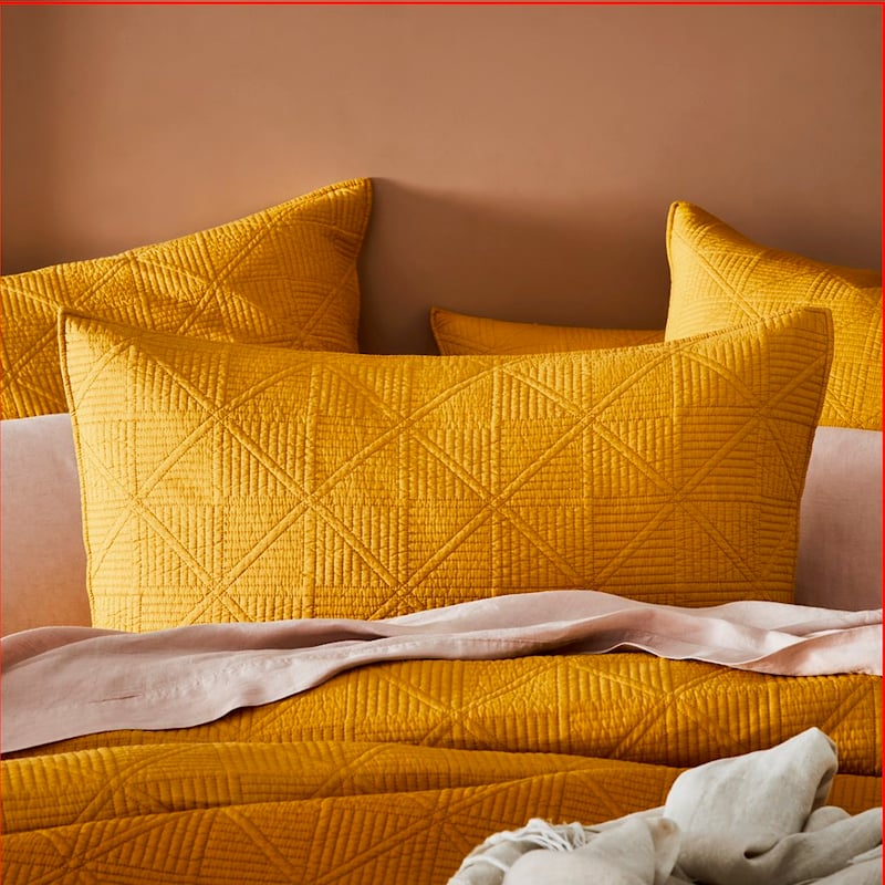 Prism Quilted Mustard Coverlet
