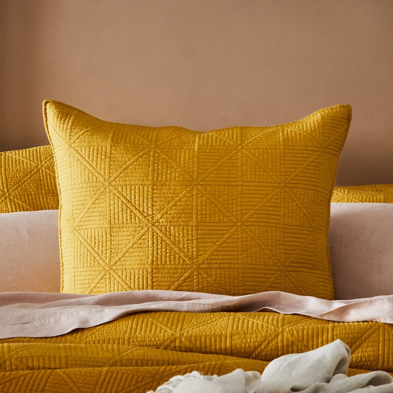 Prism Quilted Mustard Coverlet
