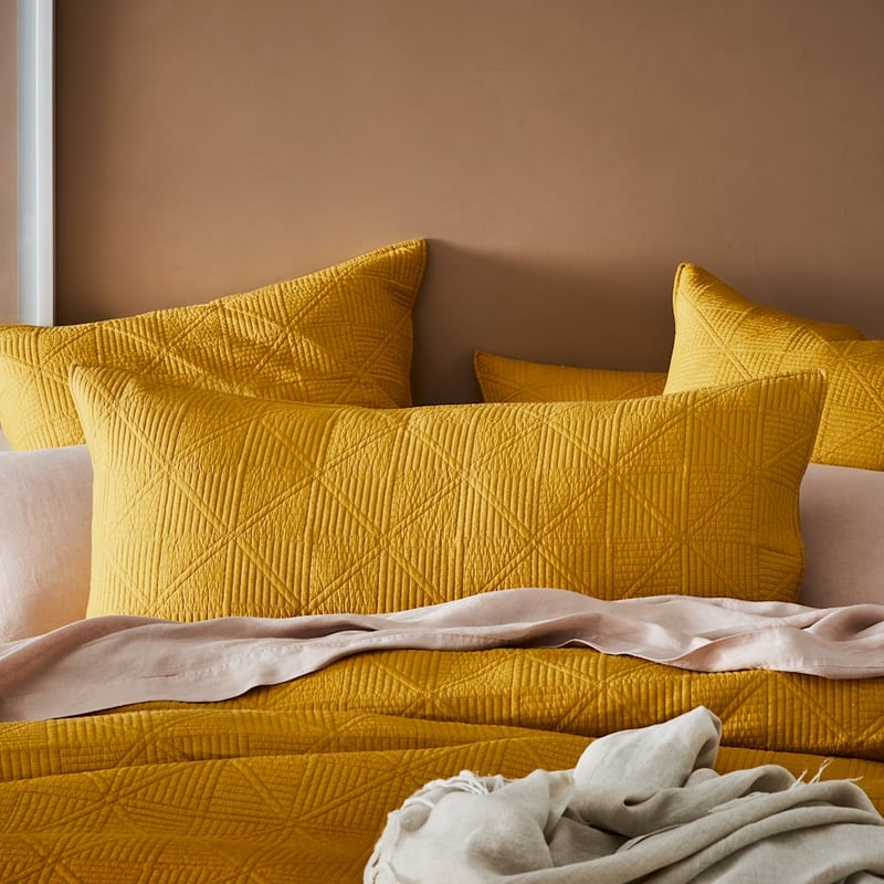 Prism Quilted Mustard Coverlet