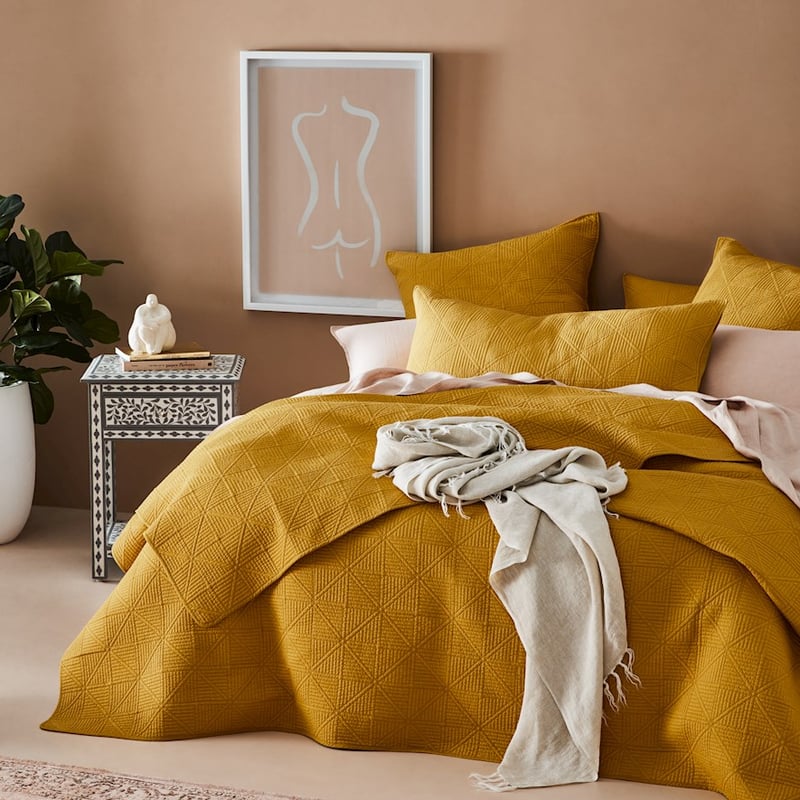Prism Quilted Mustard Coverlet
