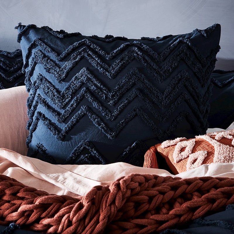 Orlando Chenille Navy Quilt Cover  