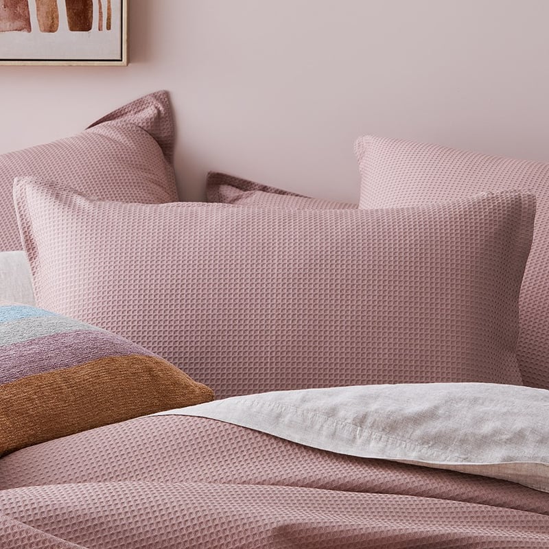 Berlin Waffle Dusty Rose Quilt Cover Set