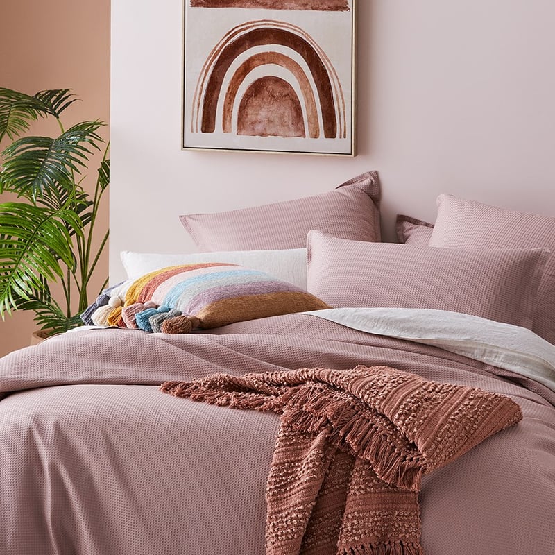 Berlin Waffle Dusty Rose Quilt Cover Set